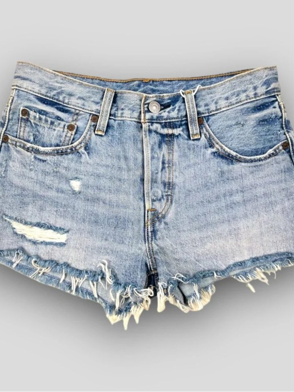 Levi's denim shorts, light wash distressed, size 25